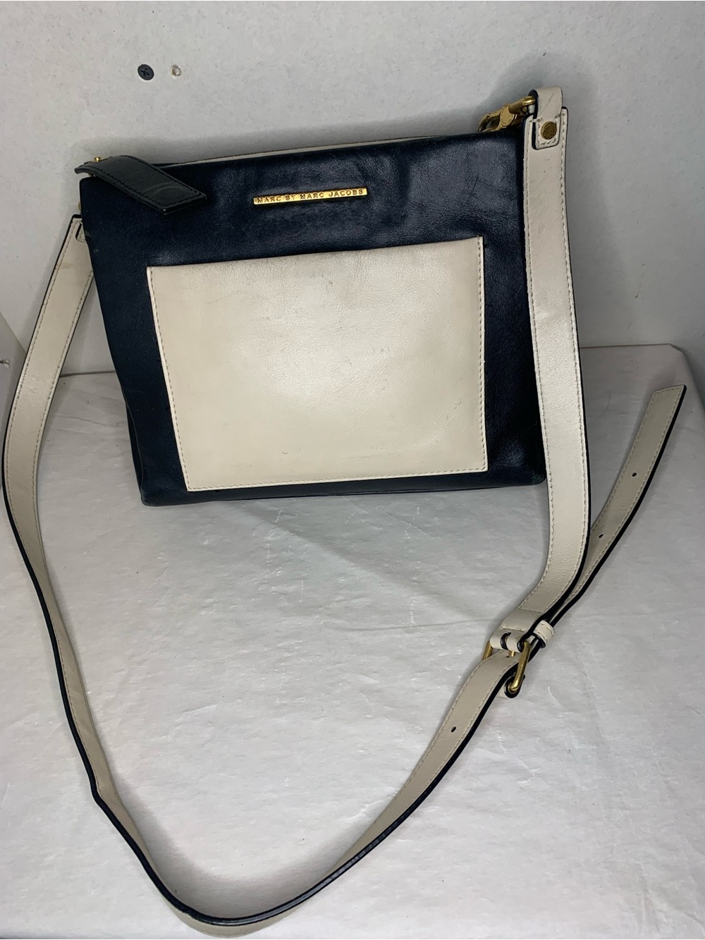 Marc by Marc Jacobs Black and Cream Leather Crossbody